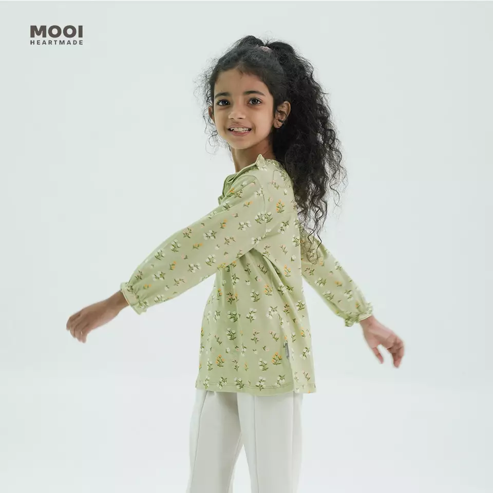 Mooi Atasan Anak Perempuan Erica Ruffle Top - Pink Snow