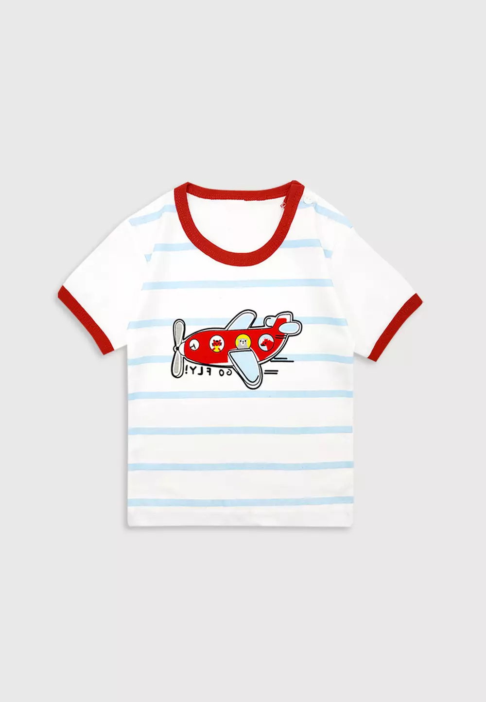Wakakids Baju Bayi Anak Laki Laki Motif Go Fly Setelan Kaos Usia 6 Bulan Hingga 12 Bulan 4072 Merah