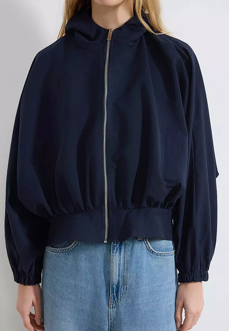 Buy Trendyol Navy Blue Oversized Summer Fabric Peplum Detailed
