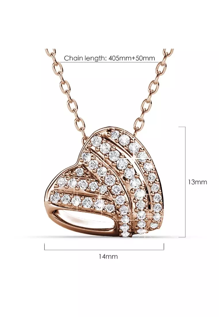 Heart-Shaped Rose Gold Pendant Necklace Embellished with SWAROVSKI®Crystal