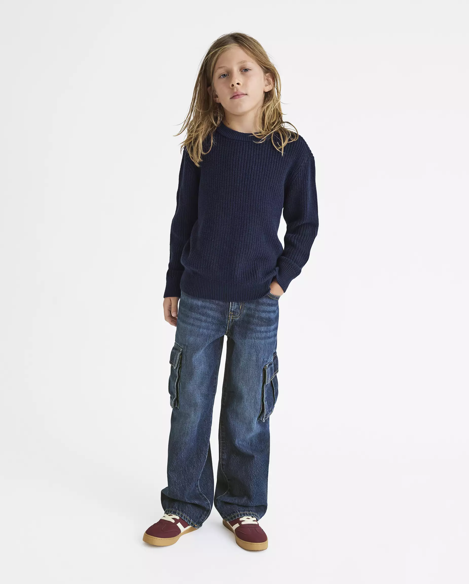 Kids Baggy Cargo Jeans -Jeans Anak Laki-Laki (Biru)