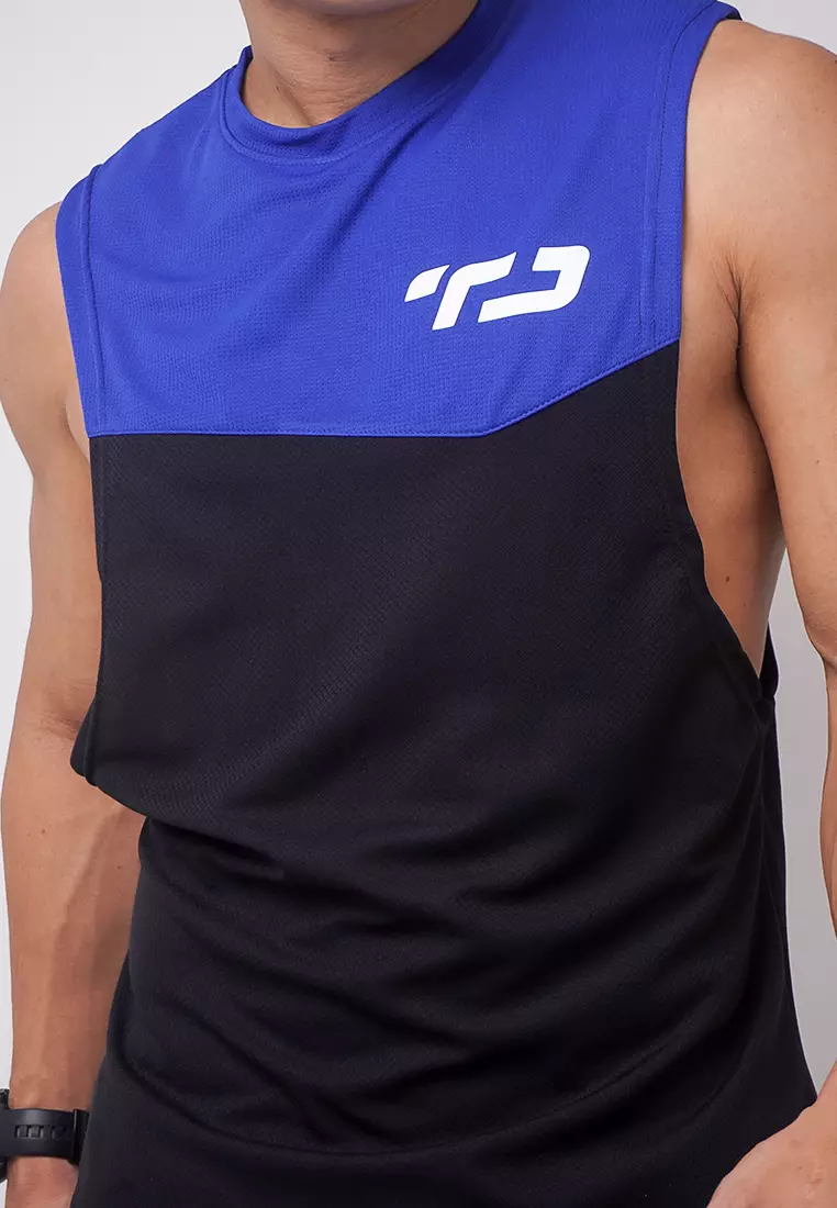 Td Active MS167 sleeveless kutung sv running jersey baju lari logo navy hitam