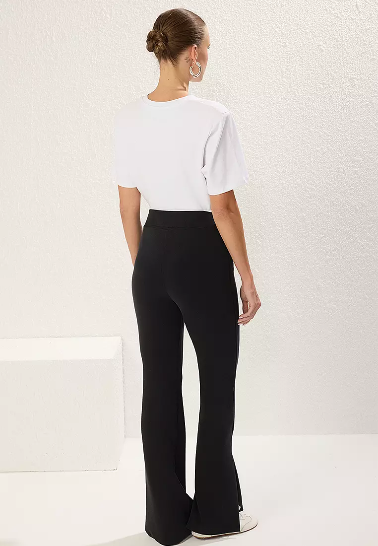 Wide Leg Elastic Knitted Trousers