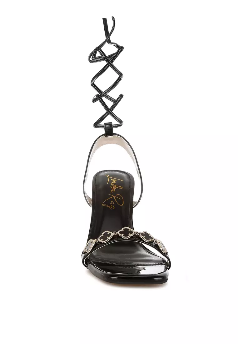 Charm Detail Spool Heels In Black