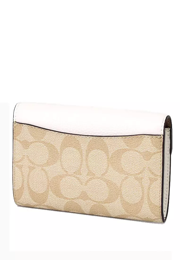 小物 Coach Kleo Wallet Coach Kleo Wallet in Blocked Signature Canvas - Light Brown