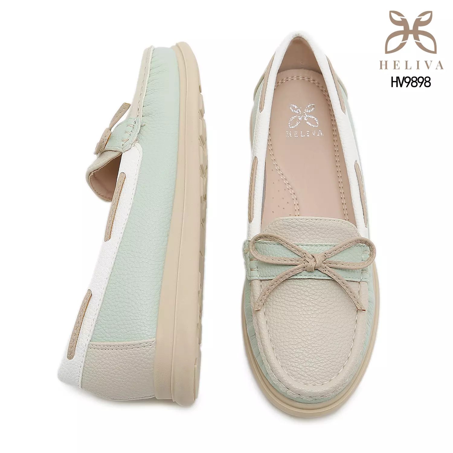 Heliva Miruna Colorblock Moccasin Loafers with Bow Accent HV9898