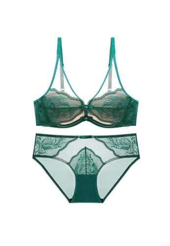 LYCKA green LMM0135-Lady Two Piece Sexy Bra and Panty Lingerie Sets (Green) 8FBB6US4FEBEB1GS_1