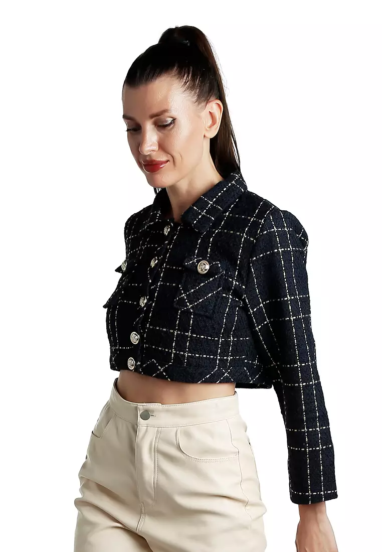 Woven Button-Down Flap Pocket Jacket in Navy