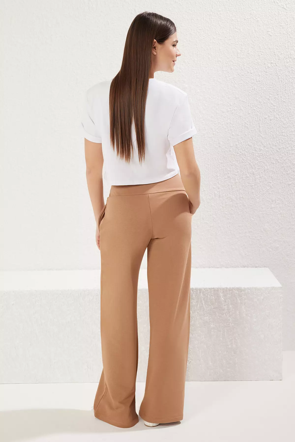 Stone Thin Extra High Waist Wide Leg Cut Trousers