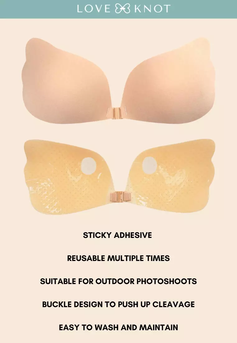 Buy Love Knot Mango Shape Seamless Invisible Reusable Adhesives Push Up  Nubra Stick On Wedding Silicon Bra (Beige) Online