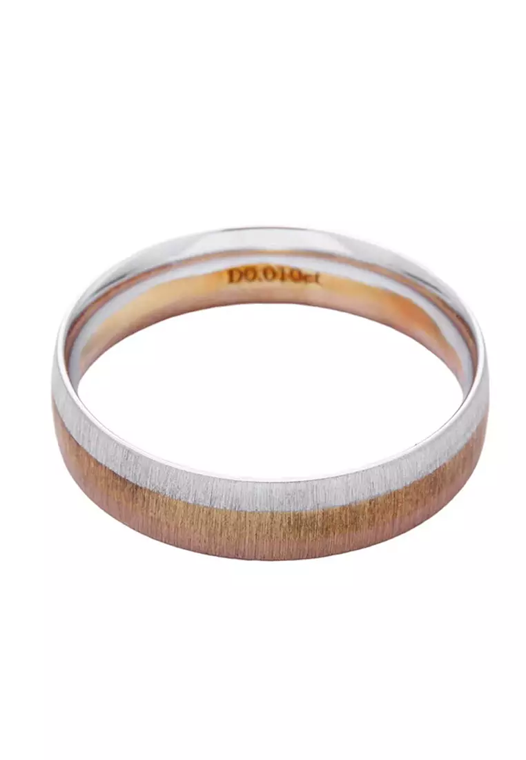 LITZ 18K 白金玫瑰金戒指 C2-JJ15RQ767
