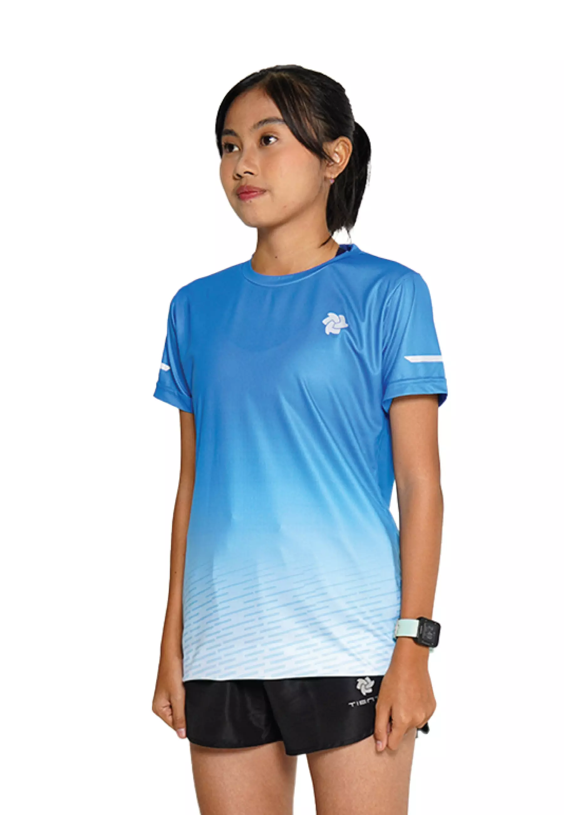 Tiento Baju Lari Ringan Jersey Running Anti UV Wanita Dry Fit Lengan Pendek Airlite Milkyblue