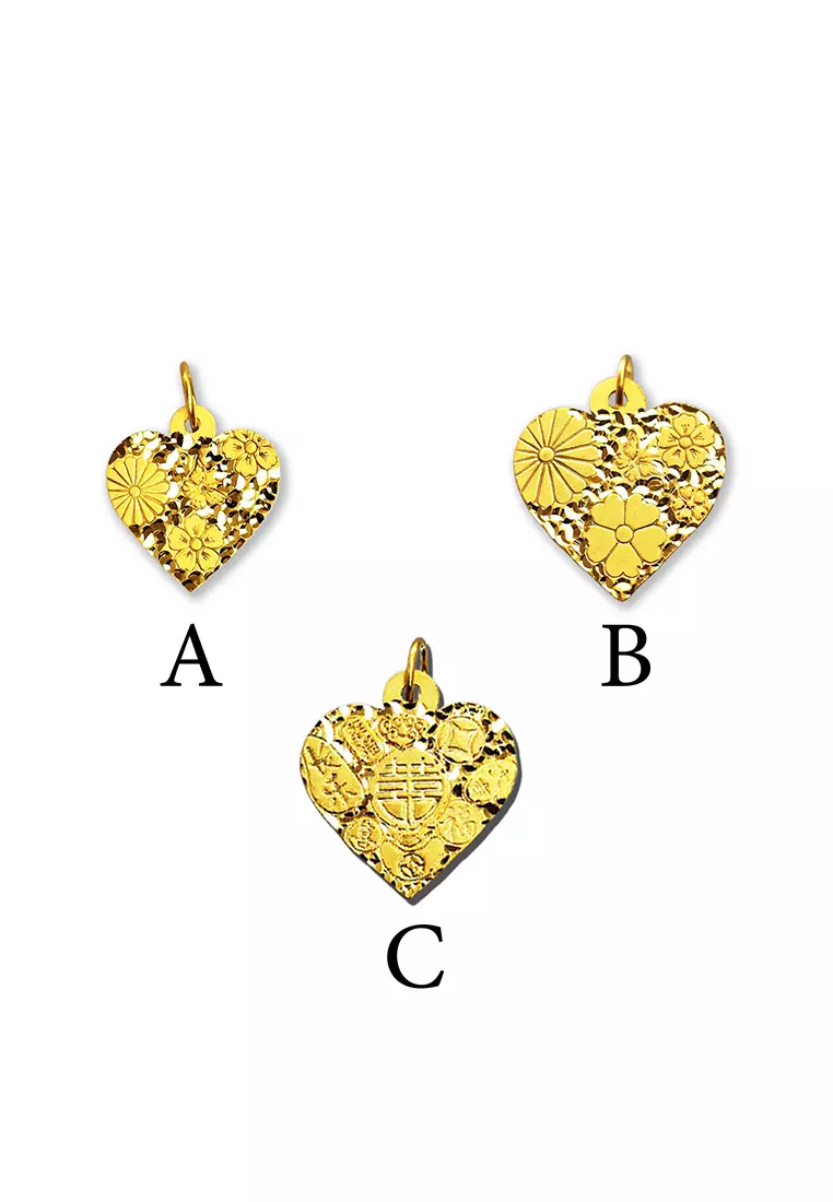 916/22K Gold Shattered Ice Love Pendant B297 (L Size)