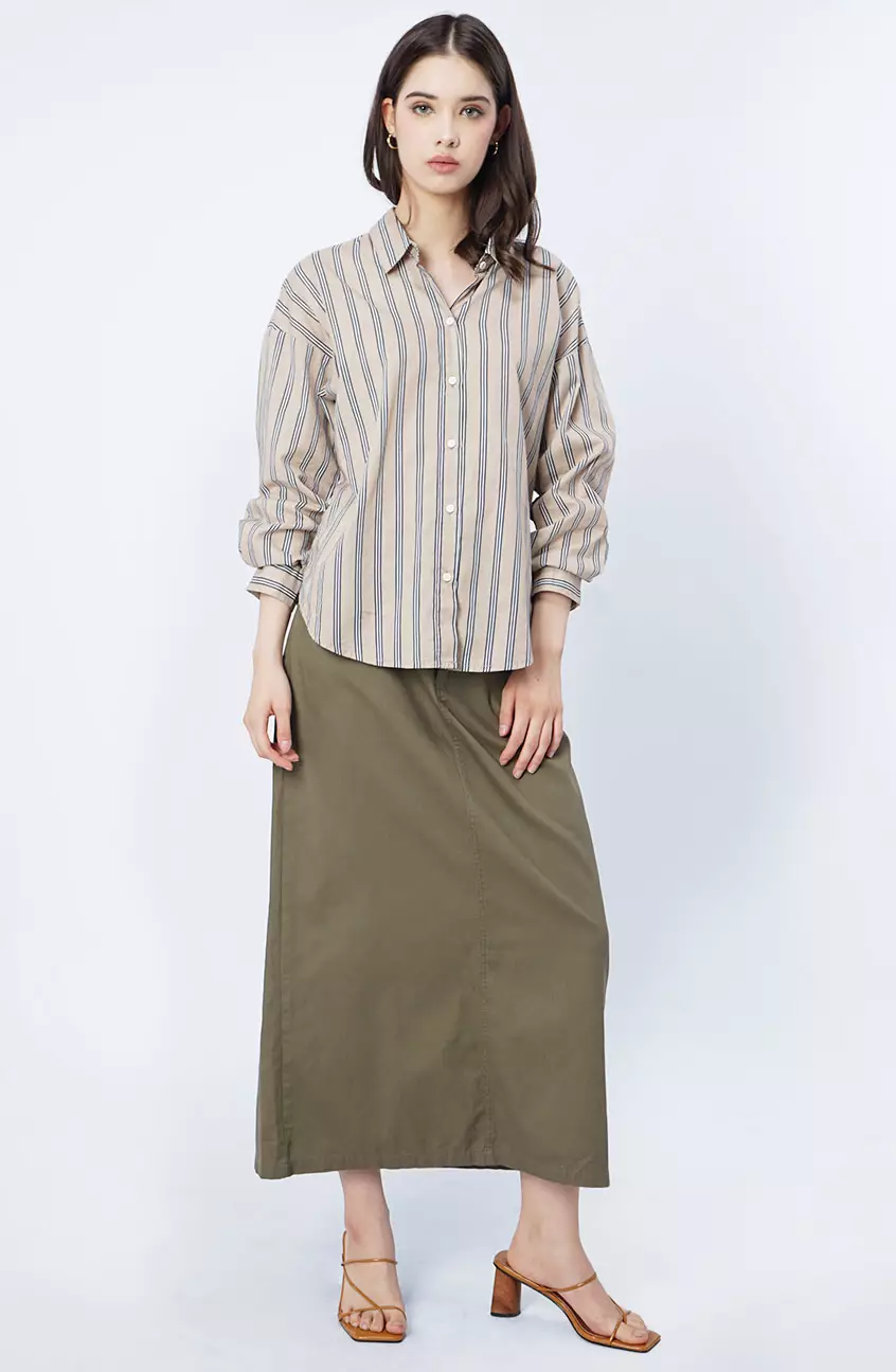 Kemeja Wanita Adeela Khaki Navy
