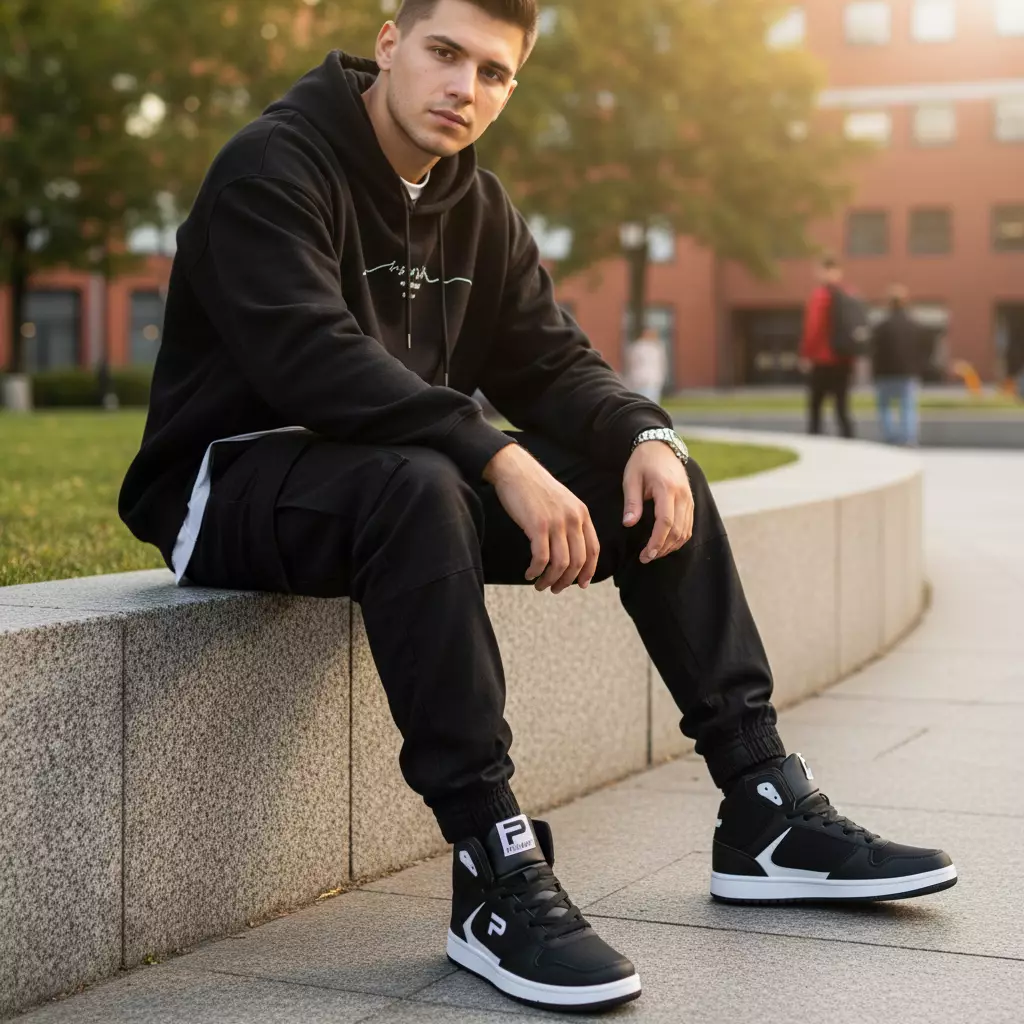 PAULMAY - Sepatu Sneakers Pria Lisbon High - Black White