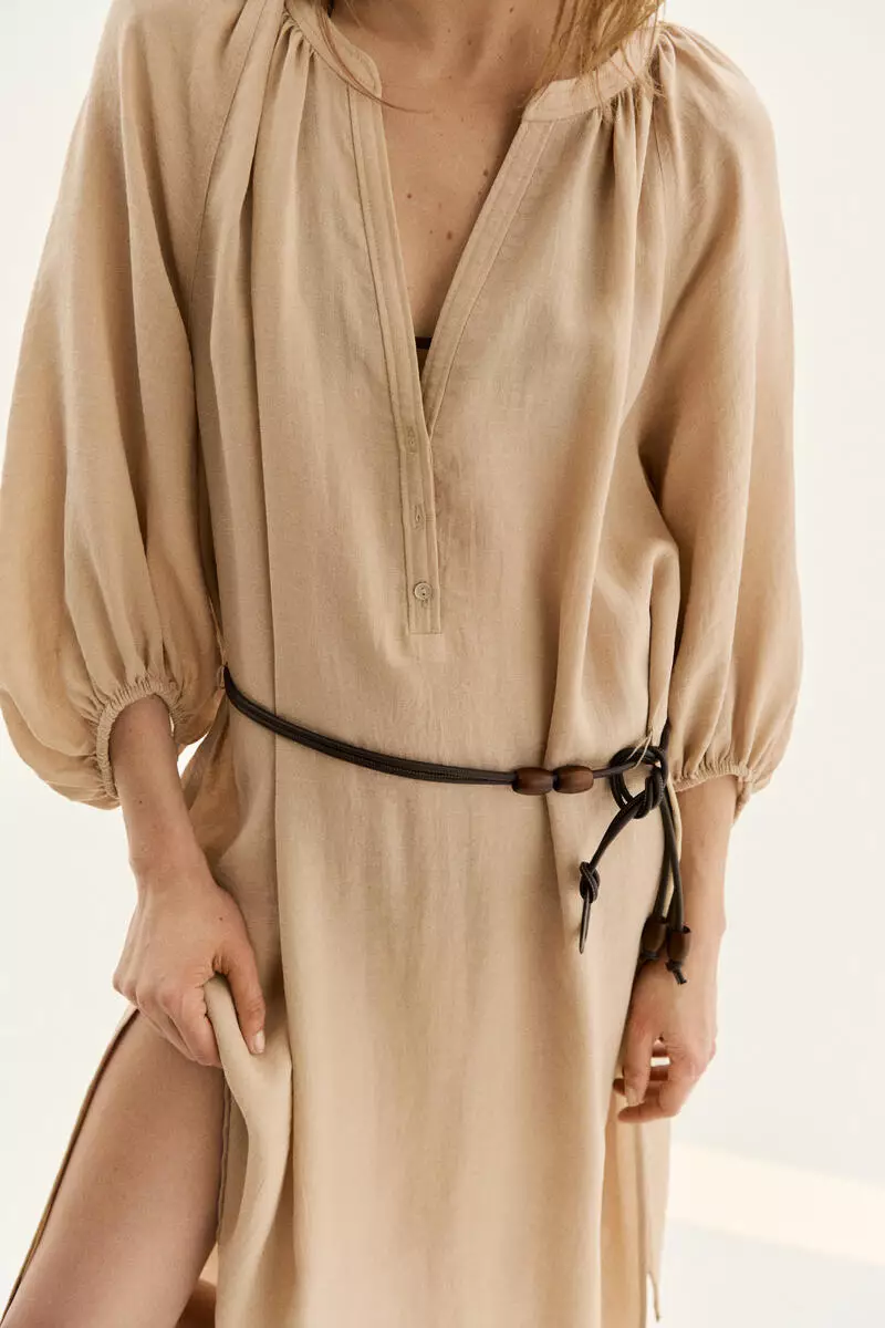 Oversized tie-belt dress