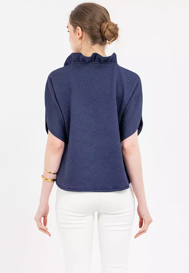 AERYN Textured Flared-Sleeve Blouse