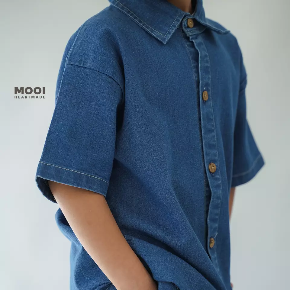 Mooi Kemeja Jeans Anak Sean Denim Shirt - Medium Blue