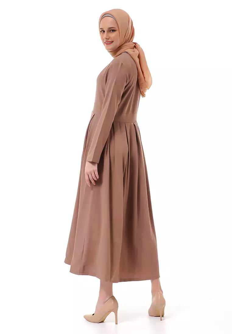 Enzy Dress Muslimah Wanita Lengan Panjang Regular Fit Premium High Quality - Milo