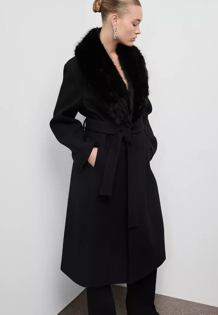 Manteco Coat With Fur Collar
