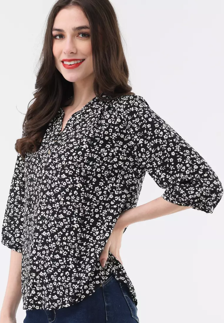 3/4 Sleeves Chinese Collar Blouse