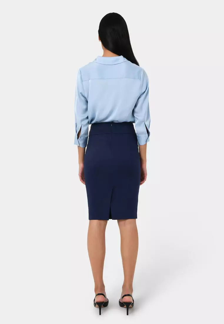 navy blue pencil skirt 5t