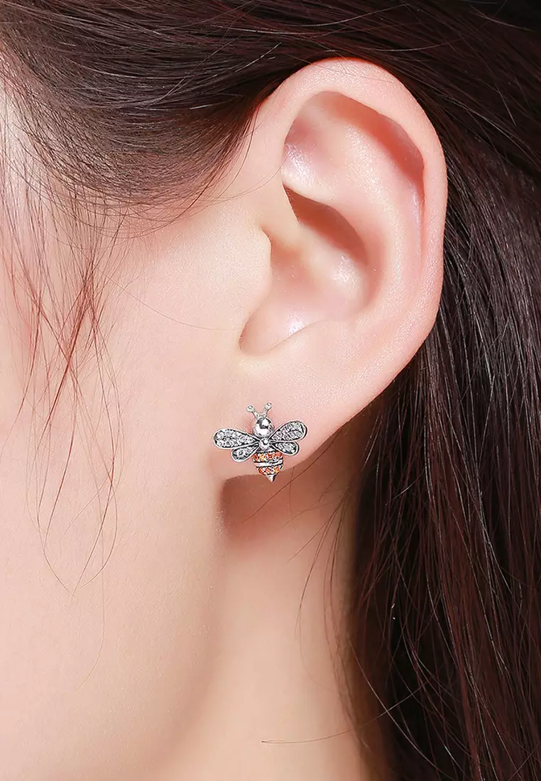 Solid 925 Sterling Silver Kayla Bee Stud Earrings