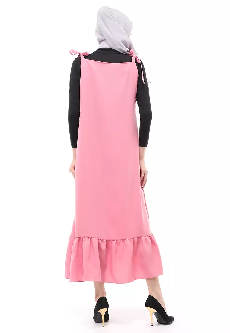 Bilqis Overall Panjang Wanita Rampel Kodok Long Sleeve Regular Fit - Dusty Pink