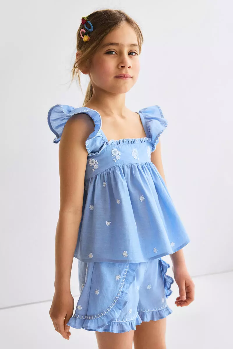 2-piece embroidered cotton set