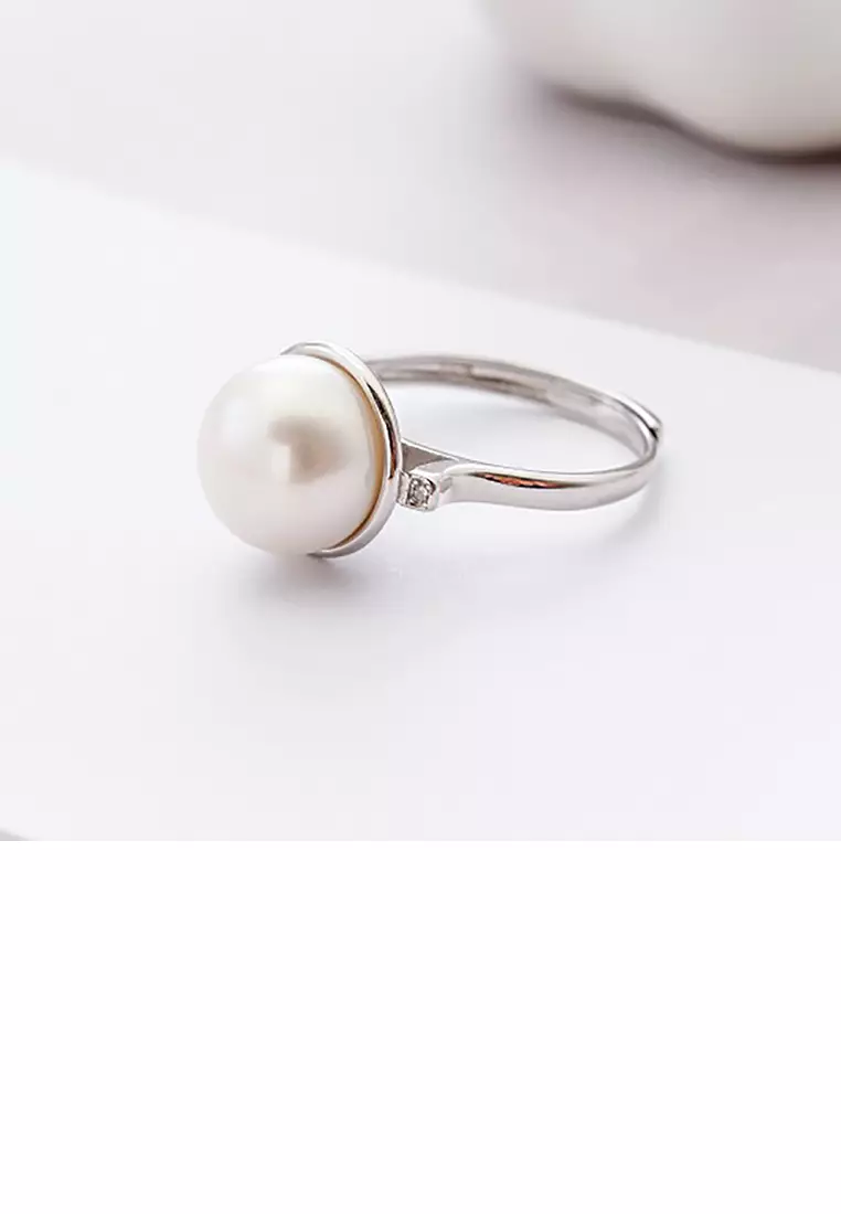 White pearl hotsell silver ring design