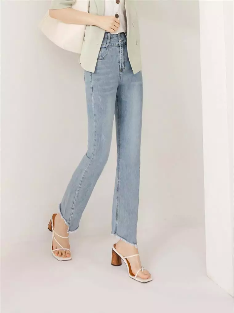 High-Waisted Frayed Hem Flare Pants (Short/Regular Length) [BA7081]