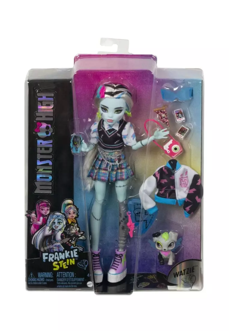 Monster High Frankie Stein Doll with Pet, Blue and Black Streaked Hair