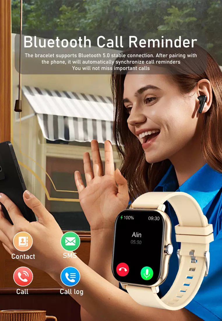 SmartWatch Wanita Y13 Fitness Trackers Bluetooth Call Anti Air Layar Terang 1.69'' Jam Pintar rose gold