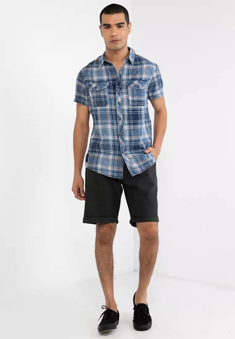 Buy DIVERSE Washed Effect Check Shirt 2023 Online ZALORA Singapore