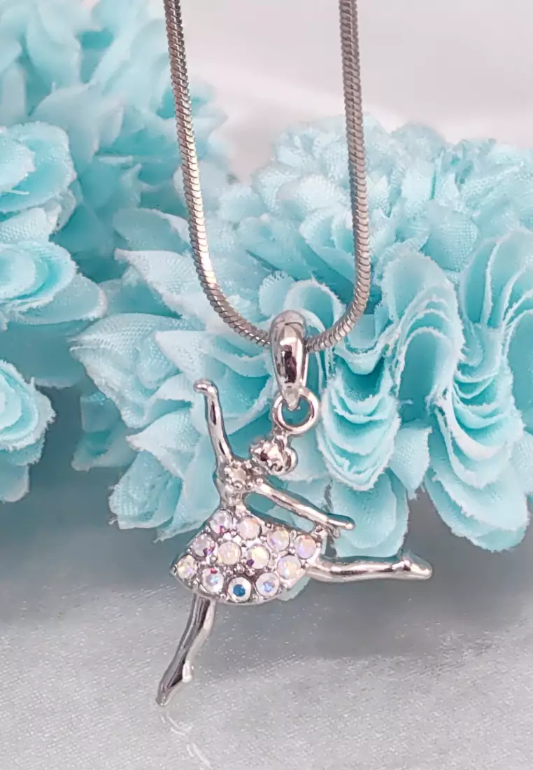 Ballerina Dancer First Arabesque Ballet Austrian Crystal Pendant Necklace-Gift for Girls