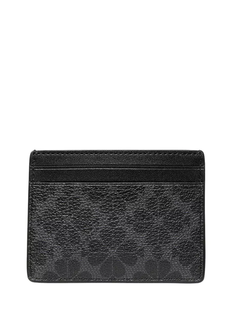 Spade Flower Small Slim Card Holder - Black
