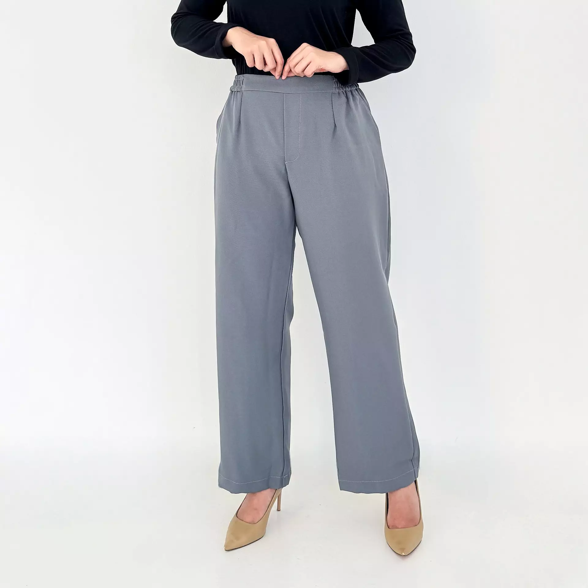 BUY 1 GET 1 FREE Kia Pants [Coklat - Abuabu] Celana Basic Officewear
