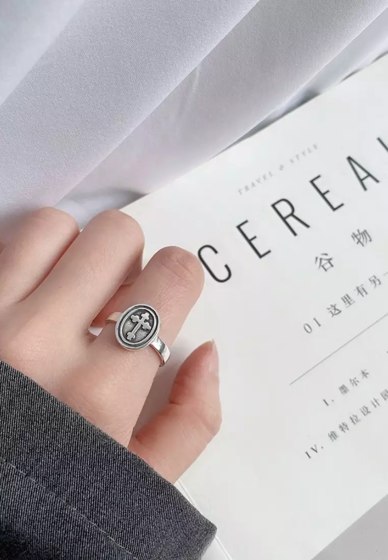 Buy LYCKA LDR8119 S925 Silver Cross Open Ring 2025 Online ZALORA