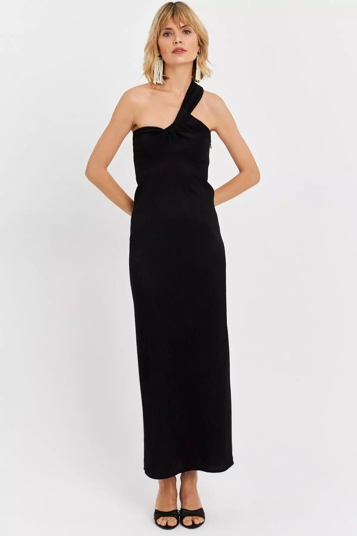 Asymmetrical Neckline Maxi Dress