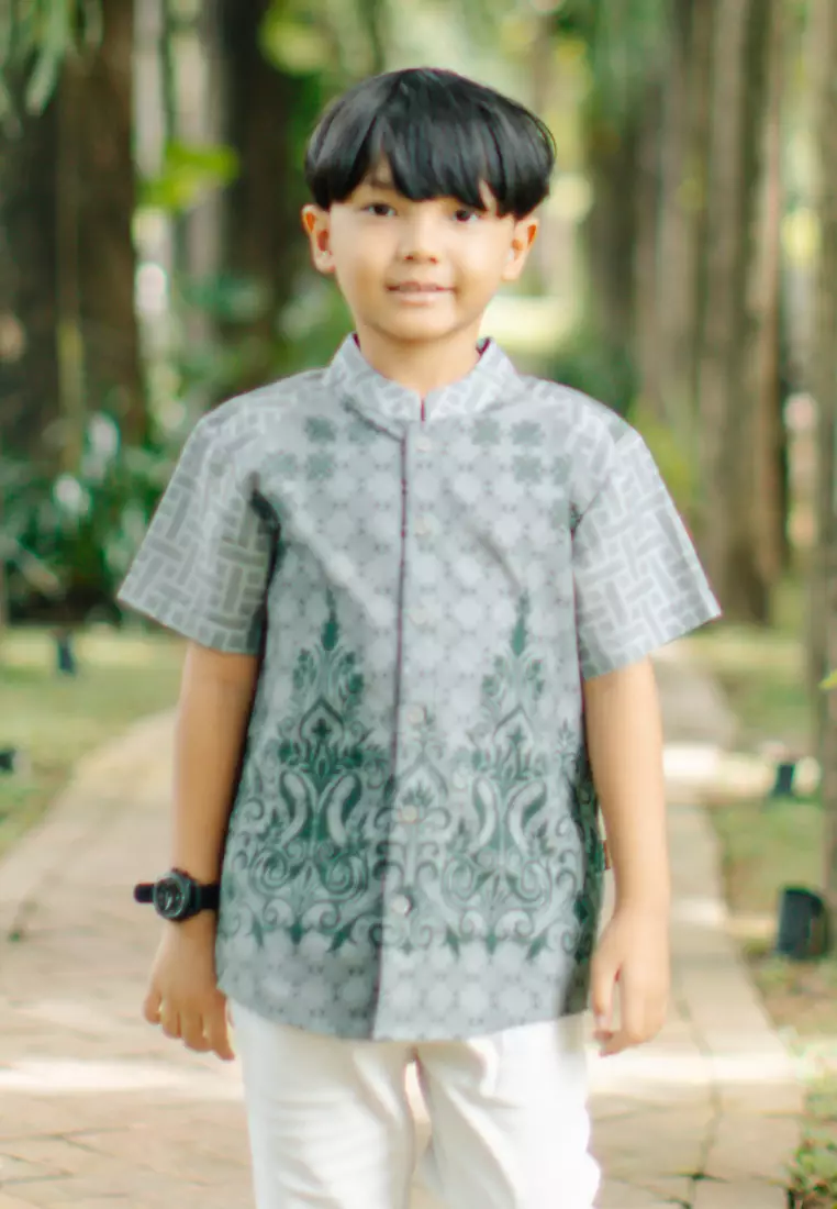 My Aksa Batik Anak Kemeja Anak koko Dobby Mavi Manisa Raya Series