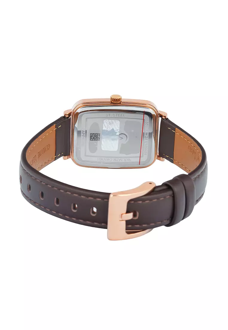 Alexandre Christie Sapphire - Jam Tangan Analog Pria - Rosegold Case Brown Leather Strap - 8699 MHLRGDG