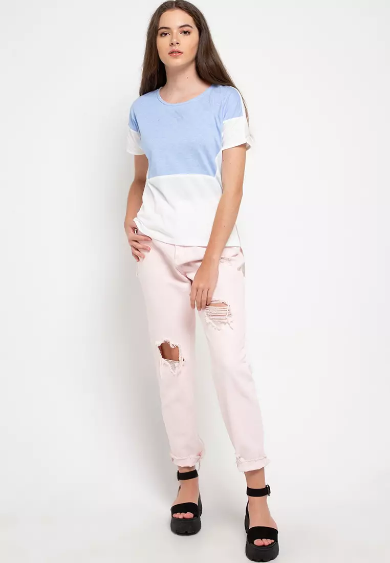 Blouse Atasan Kombinasi Tutone