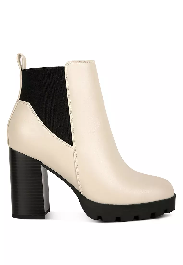Discount on London Rag  shoes - SKU: Beige Block Heeled Chelsea Boot