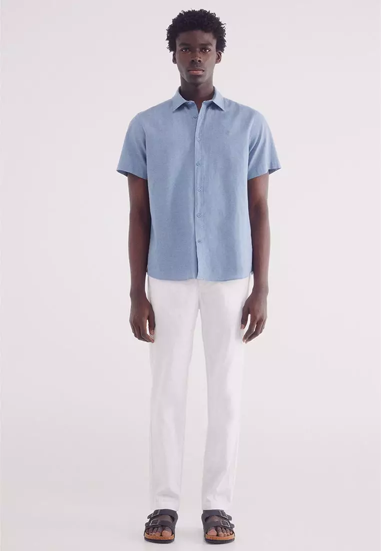 Short-Sleeved Linen Shirt