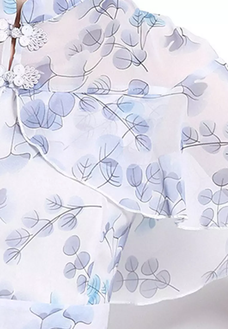 Chinese Cheongsam Style Exquisite Flower Lotus Collar One-piece Dress A22102506