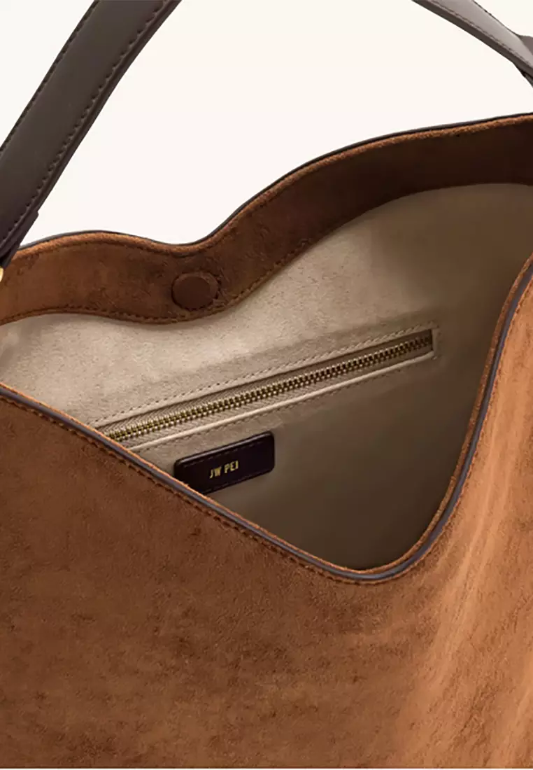 Aria Faux Suede Shoulder Bag - Brown