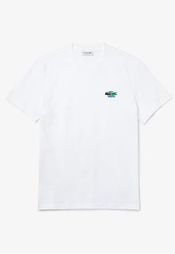 Lacoste white Men’s Crew Neck Colored Crocodiles Organic Cotton T-shirt 47344AA163DD24GS_1