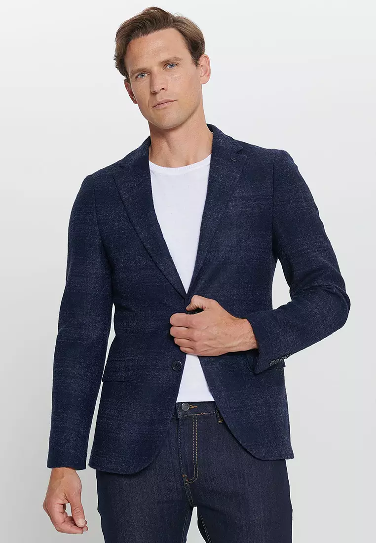 Slim fit wool blazer outlet