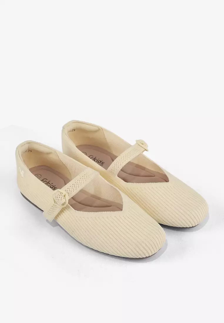 Sepatu Flatshoes Knit Mary Jane Anak Perempuan K.Mona Yellow