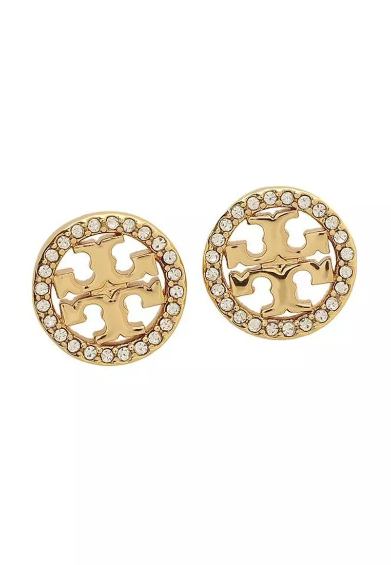 Tory Burch ロゴ クリスタルブローチ TORY BURCH Crystal Logo Stud Earring Rose Gold 53422